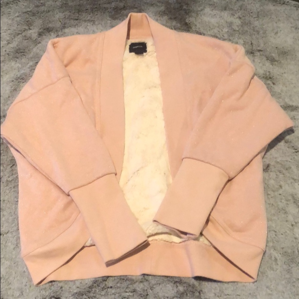 Girl Gap Sparkly Pink Fur Lined Jacket